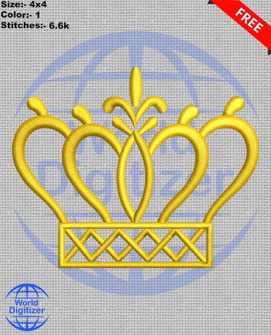 Crown Embroidery Design