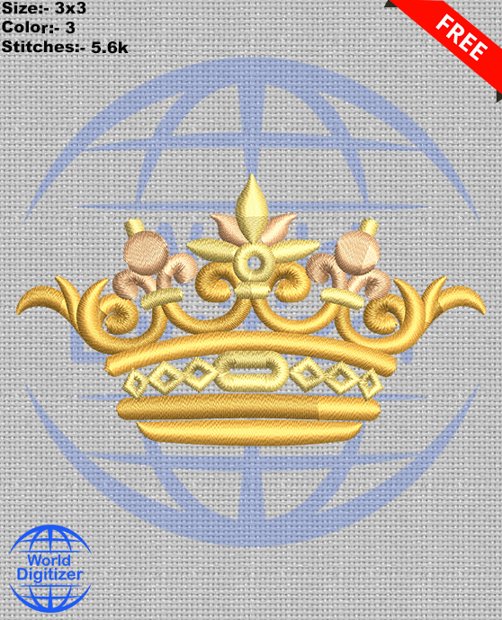 Crown Embroidery Design